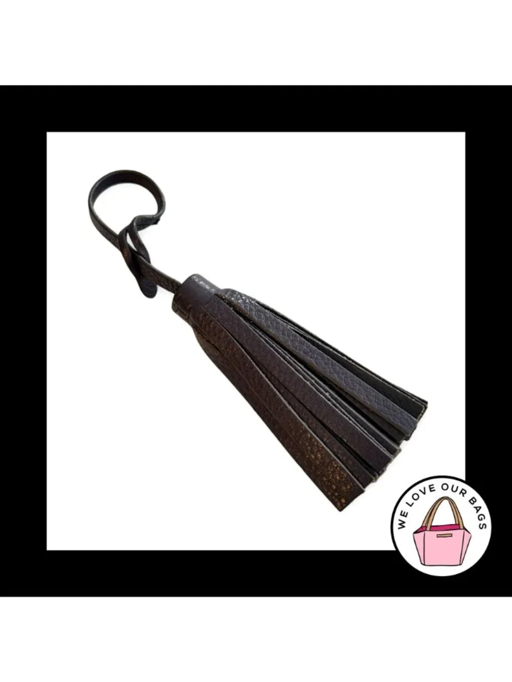 COACH LEGACY Dark Purple Leather Tassel Strap Bag Charm Hang Tag Keychain Fob